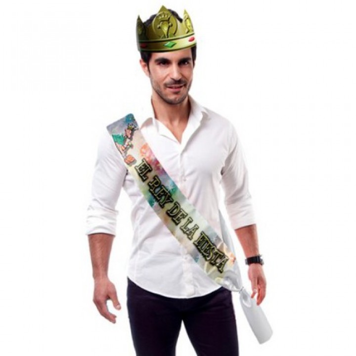 FAIXA E COROA ?O REI DA FESTA? EM ESPANHOL