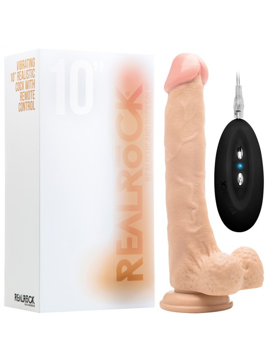 VIBRADOR REALÍSTICO COM TESTÍCULOS REALROCK 10? BRANCO