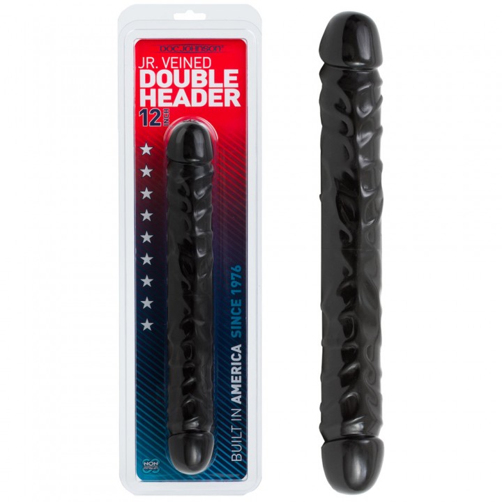 DILDO DUPLO JR. VEINED DOUBLE HEADER 12'' PRETO