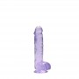 DILDO REALISTA COM TESTÍCULOS CRYSTAL CLEAR 6 /15 CM ROXO REALROCK