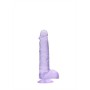 DILDO REALISTA COM TESTÍCULOS CRYSTAL CLEAR 6 /15 CM ROXO REALROCK