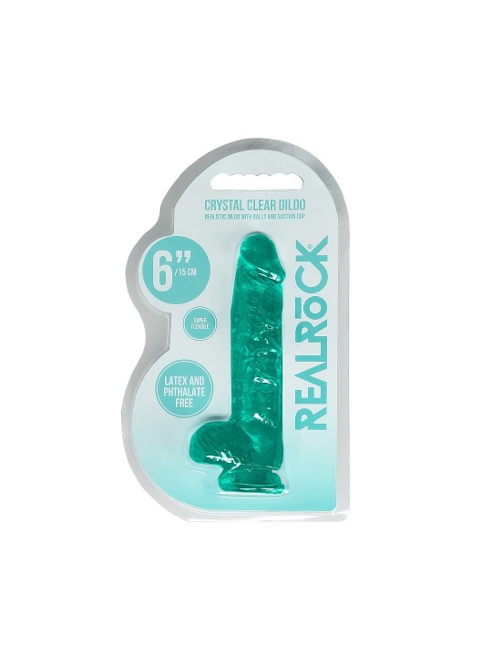 DILDO REALISTA COM TESTÍCULOS CRYSTAL CLEAR 6 /15 CM VERDE REALROCK