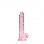 DILDO REALISTA COM TESTÍCULOS CRYSTAL CLEAR 7 /18 CM ROSA REALROCK