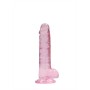 DILDO REALISTA COM TESTÍCULOS CRYSTAL CLEAR 7 /18 CM ROSA REALROCK