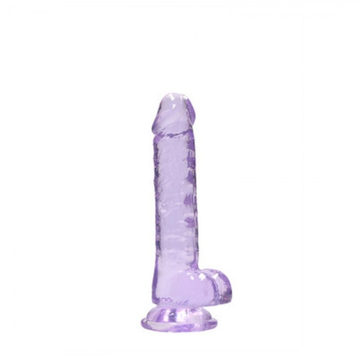 DILDO REALISTA COM TESTÍCULOS CRYSTAL CLEAR 7 /18 CM ROXO REALROCK