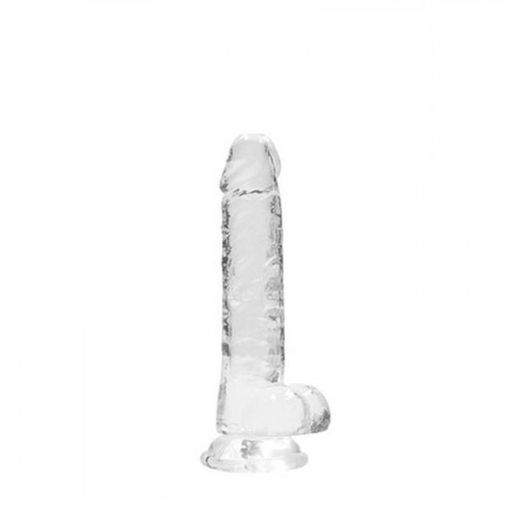DILDO REALISTA COM TESTÍCULOS CRYSTAL CLEAR 7 /18 CM TRANSPARENTE REALROCK