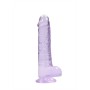 DILDO REALISTA COM TESTÍCULOS CRYSTAL CLEAR 8 /21CM ROXO REALROCK