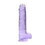 DILDO REALISTA COM TESTÍCULOS CRYSTAL CLEAR 9 /23 CM ROXO REALROCK