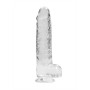 DILDO REALISTA COM TESTÍCULOS CRYSTAL CLEAR 9 /23CM TRANSPARENTE REALROCK