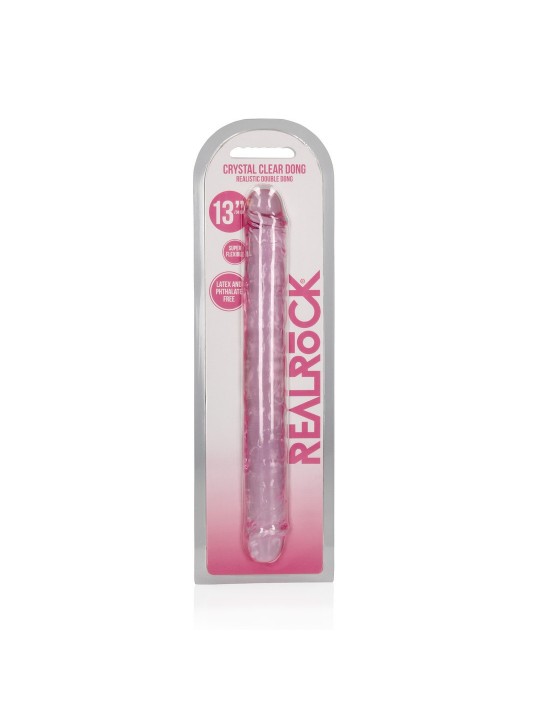 DILDO DUPLO CRYSTAL CLEAR REALISTIC DONG 13 /34 CM ROSA REALROCK