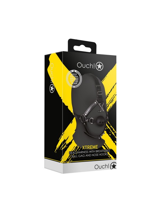 MÁSCARA COM MORDAÇA E GANCHOS EXTREME OUCH!