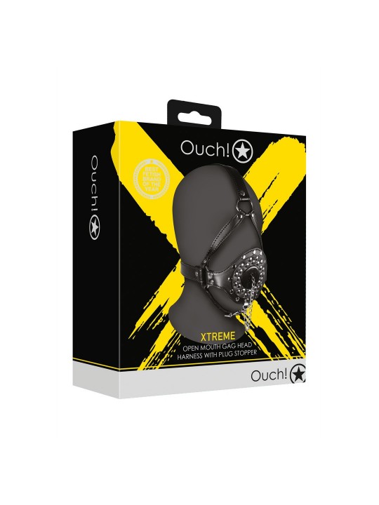 MÁSCARA COM MORDAÇA COM TAMPA EXTREME OUCH!