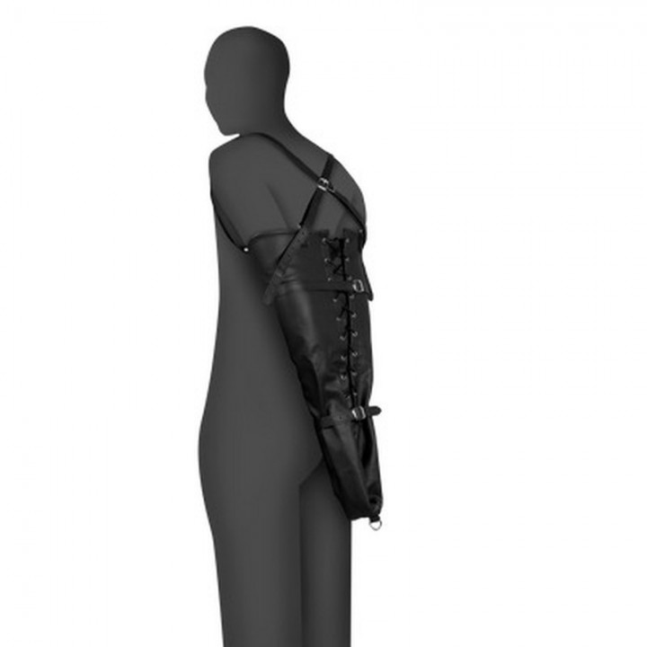 RESTRIÇÃO DE BRAÇOS LACE-UP FULL SLEEVE PRETO XTREME OUCH!