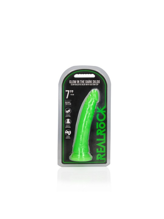 DILDO SLIM REALISTIC DILDO GLOW IN THE DARK 7'' / 18 CM REALROCK