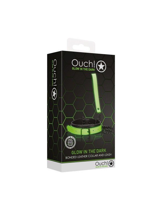 COLEIRA COM TRELA GLOW IN THE DARK OUCH!