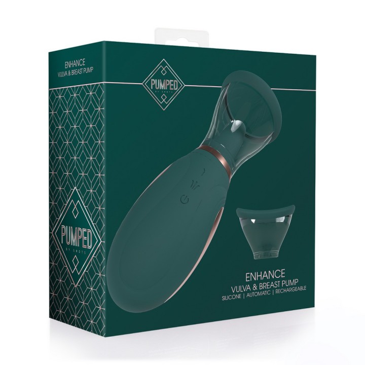 BOMBA RECARREGÁVEL PARA VULVA E SEIOS ENHANCE FOREST GREEN PUMPED