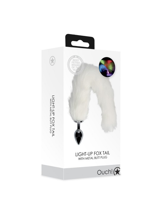 PLUG ANAL COM CAUDA DE RAPOSA LUMINOSA BRANCA OUCH!