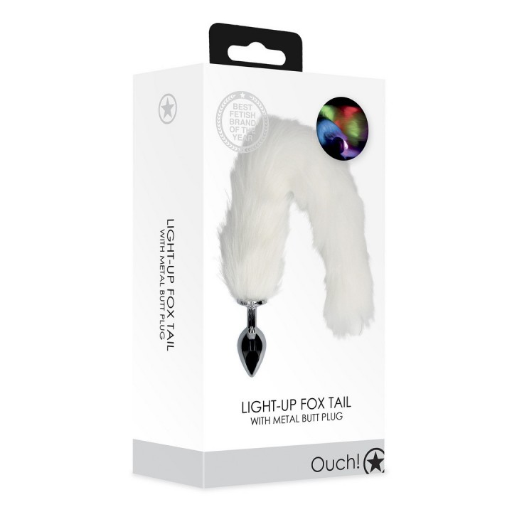 PLUG ANAL COM CAUDA DE RAPOSA LUMINOSA BRANCA OUCH!