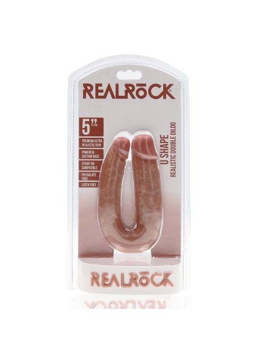 DILDO DUPLO U SHAPED DOUBLE DILDO 5 / 12,7 CM TAN REALROCK