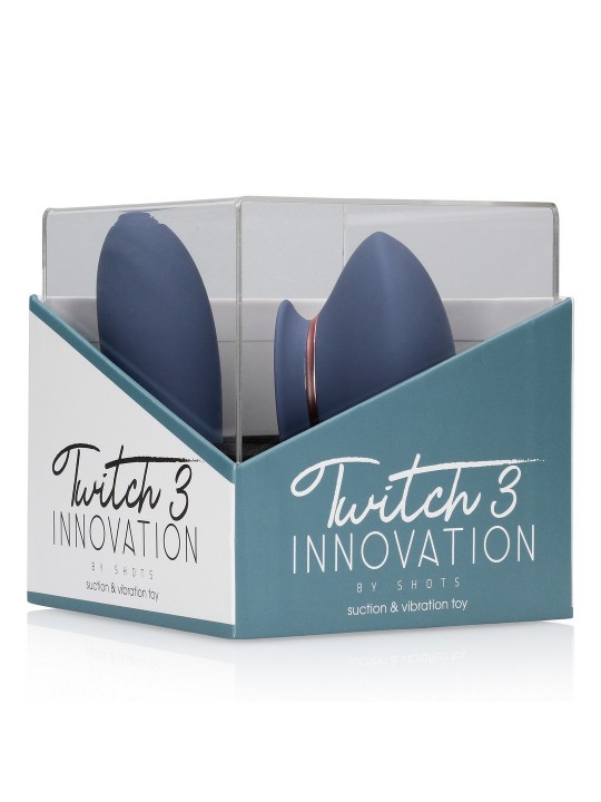 TWITCH 3 VIBRADOR RECARREGÁVEL E SUCÇÃO AZUL/CINZA INNOVATION
