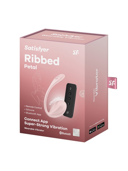 OVO VIBRATÓRIO COM APLICAÇÃO RIBBED PETAL CONNECT APP ROSA SATISFYER