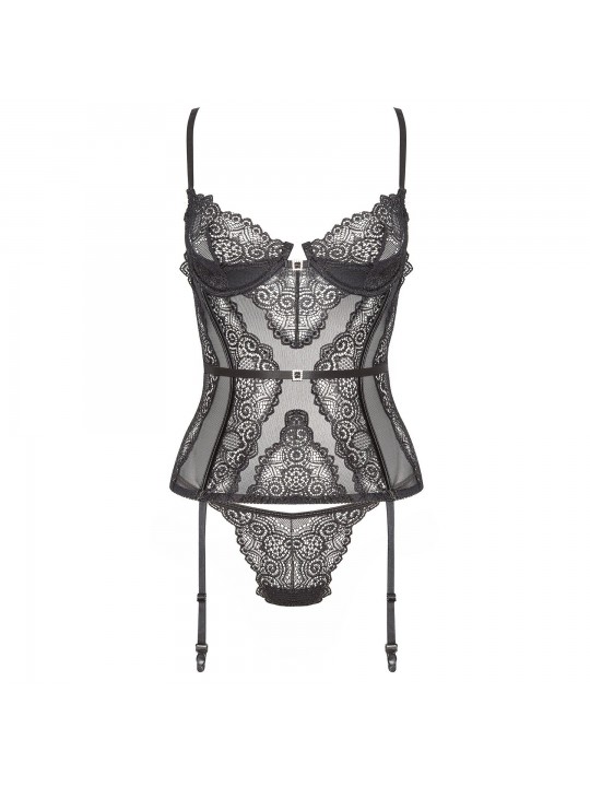 CORPETE E TANGA RAVENNA PRETO BEAUTY NIGHT FASHION - 36-38 S/M