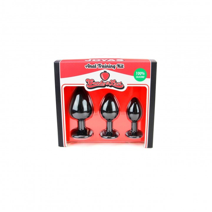 CONJUNTO DE JOIAS PARA TREINO ANAL PRETO CANDY LUST