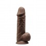 DILDO REALÍSTICO DUAL DENSITY COM TESTÍCULOS CASTANHO MOD. 4 8.5 SILEXD