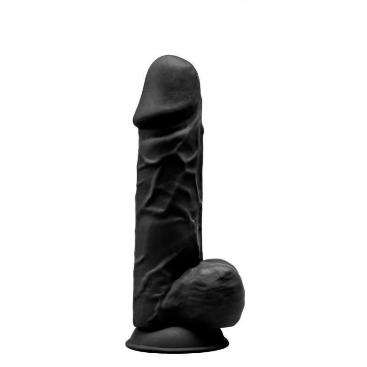 DILDO REALISTA DUAL DENSITY COM TESTÍCULOS PRETO MOD. 4 8.5 SILEXD