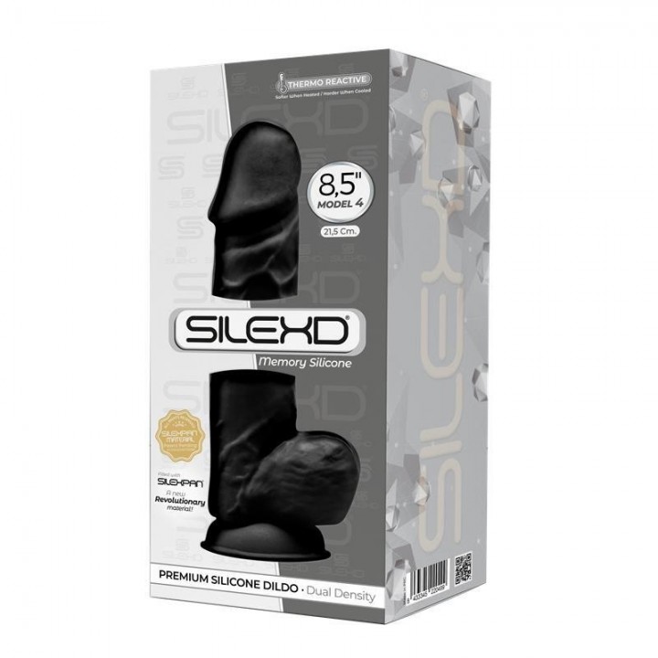 DILDO REALISTA DUAL DENSITY COM TESTÍCULOS PRETO MOD. 4 8.5 SILEXD