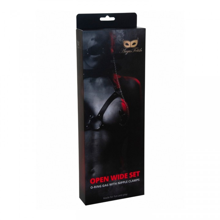 MORDAÇA COM ANEL E PINÇAS PARA MAMILOS OPEN WIDE SET ARGUS FETISH ARGUS TOYS