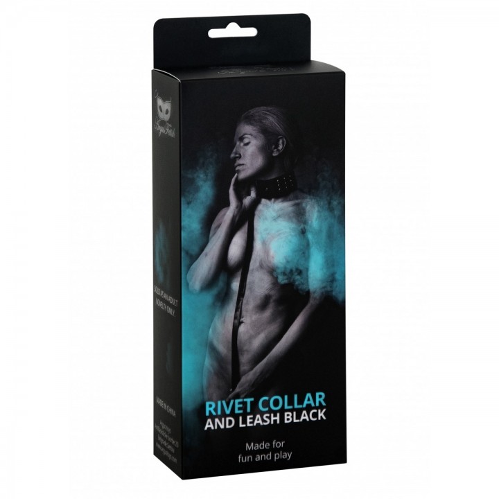 COLEIRA E TRELA PRETA RIVET ARGUS TOYS