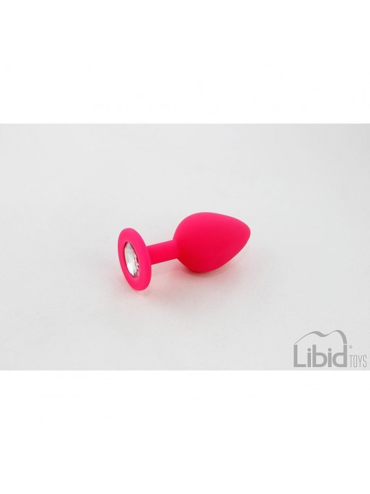 PLUG ANAL DE SILICONE COM JOIA ROSA CANDY LUST