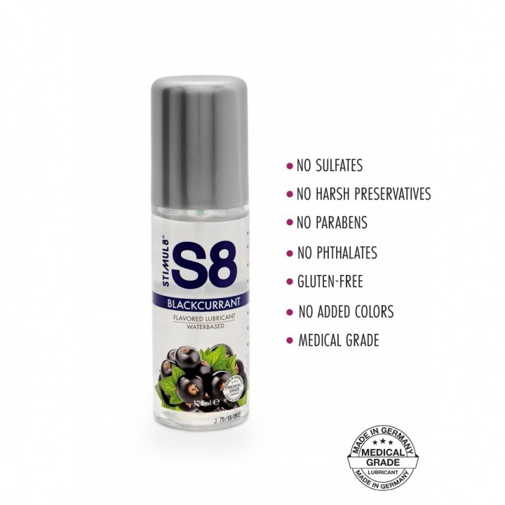 LUBRIFICANTE À BASE DE ÁGUA COM SABOR A GROSELHA NEGRA S8 STIMUL8 125ML