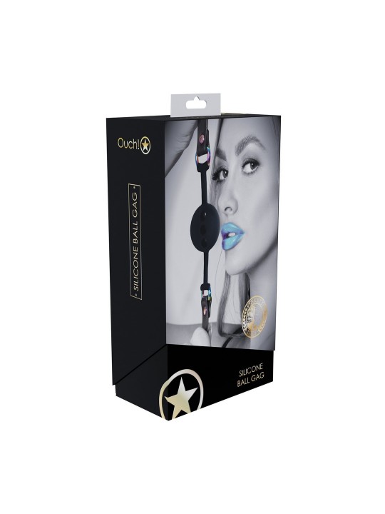 MORDAÇA DE SILICONE RESPIRÁVEL VENICE COLLECTION PRETO OUCH!