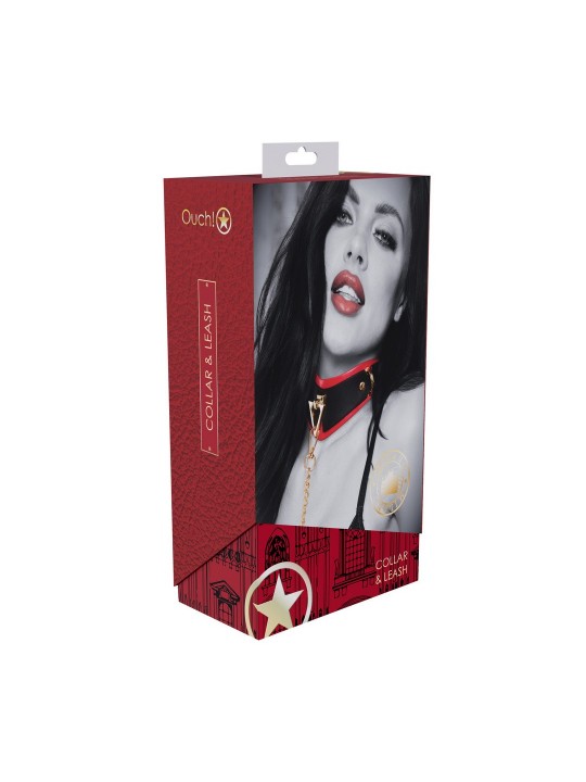 COLEIRA COM TRELA MILAN COLLECTION PRETO/VERMELHO OUCH!