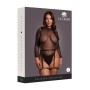 BODY COM CINTO DE LIGAS EM COURO PRETO/DOURADO BRILHANTE TAMANHO QUEEN LE DÉSIR - 42 XL
