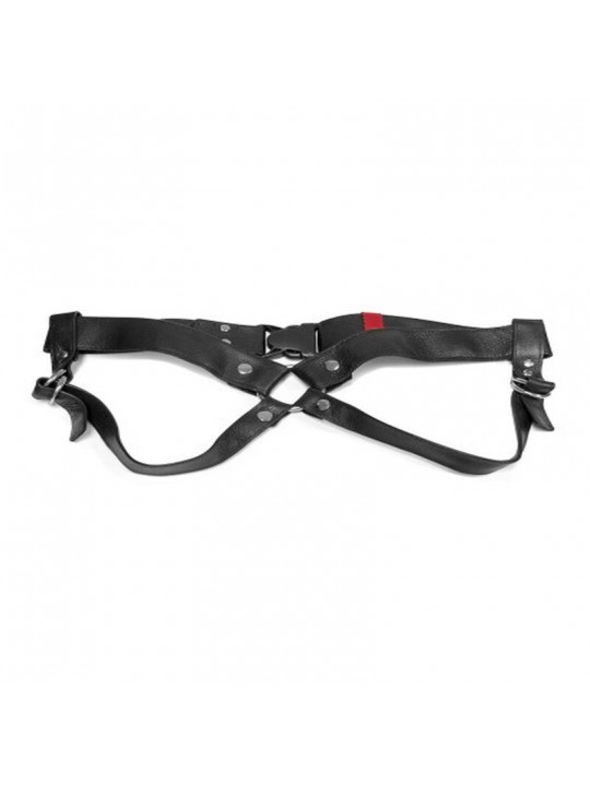 ARNÊS LULÚ LAFEM ARTESANAL 4 CM LEATHER PRETO 'L'