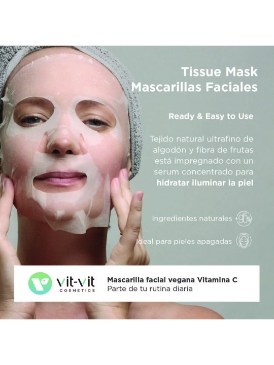 MÁSCARA DE TECIDO FACIAL VITAMIN C VIT VIT COSMETICS 20GR