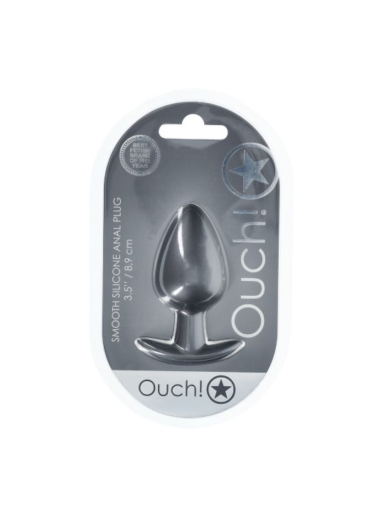 PLUG ANAL SMOOTH SILICONE LARGE 3,5 /8,9 CM GUN METAL OUCH!