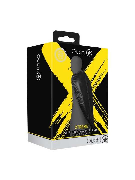 RESTRIÇÃO DE BRAÇOS ZIP-UP FULL ARM AND SHOULDER SLEEVE PRETO XTREME OUCH!