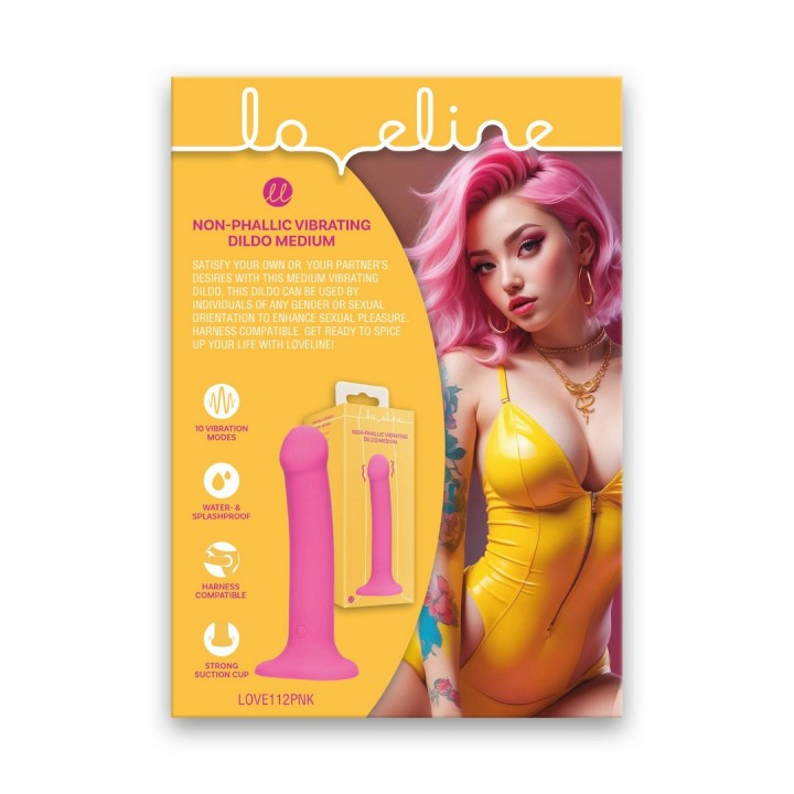 INFOGRAFIA NON-PHALLIC VIBRATING DILDO LOVE112PNK EN LOVELINE