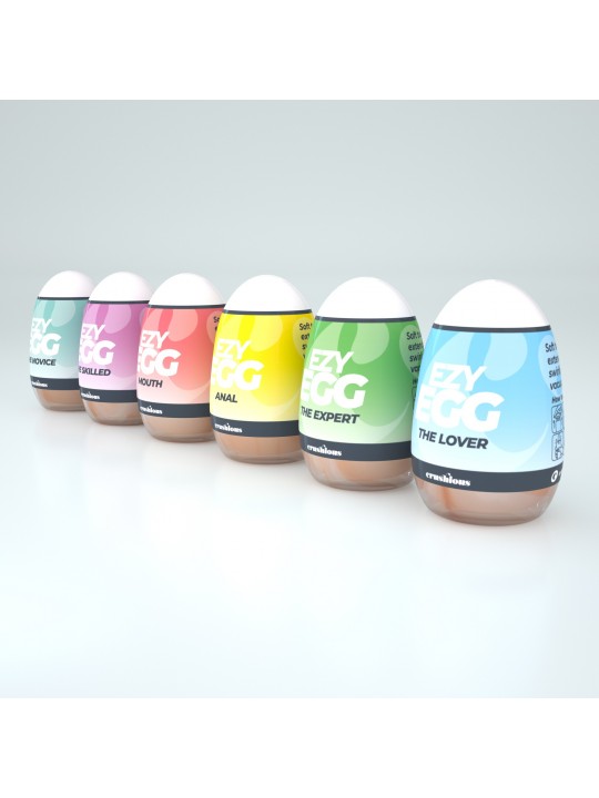 CAIXA COM 6 OVOS MASTURBADORES EZY EGG CRUSHIOUS