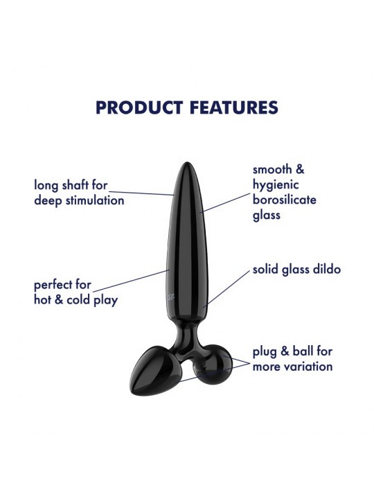 DILDO DE VIDRO COM PLUG TRIPLE CRYSTAL 1 PRETO SATISFYER