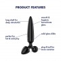 DILDO DE VIDRO COM PLUG TRIPLE CRYSTAL 1 PRETO SATISFYER