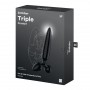 DILDO DE VIDRO COM PLUG TRIPLE CRYSTAL 1 PRETO SATISFYER
