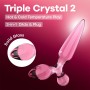 DILDO DE VIDRO COM PLUG TRIPLE CRYSTAL 2 ROSA SATISFYER