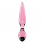 DILDO DE VIDRO COM PLUG TRIPLE CRYSTAL 2 ROSA SATISFYER