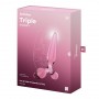 DILDO DE VIDRO COM PLUG TRIPLE CRYSTAL 2 ROSA SATISFYER