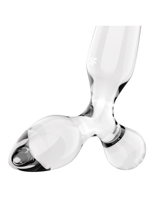 DILDO DE VIDRO COM PLUG TRIPLE CRYSTAL 2 TRANSPARENTE SATISFYER